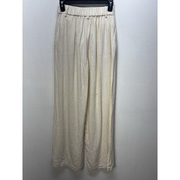 Blenca Womens Linen Blend High Rise Wide Leg Pants Pocket Cream Sz S - Picture 9 of 12
